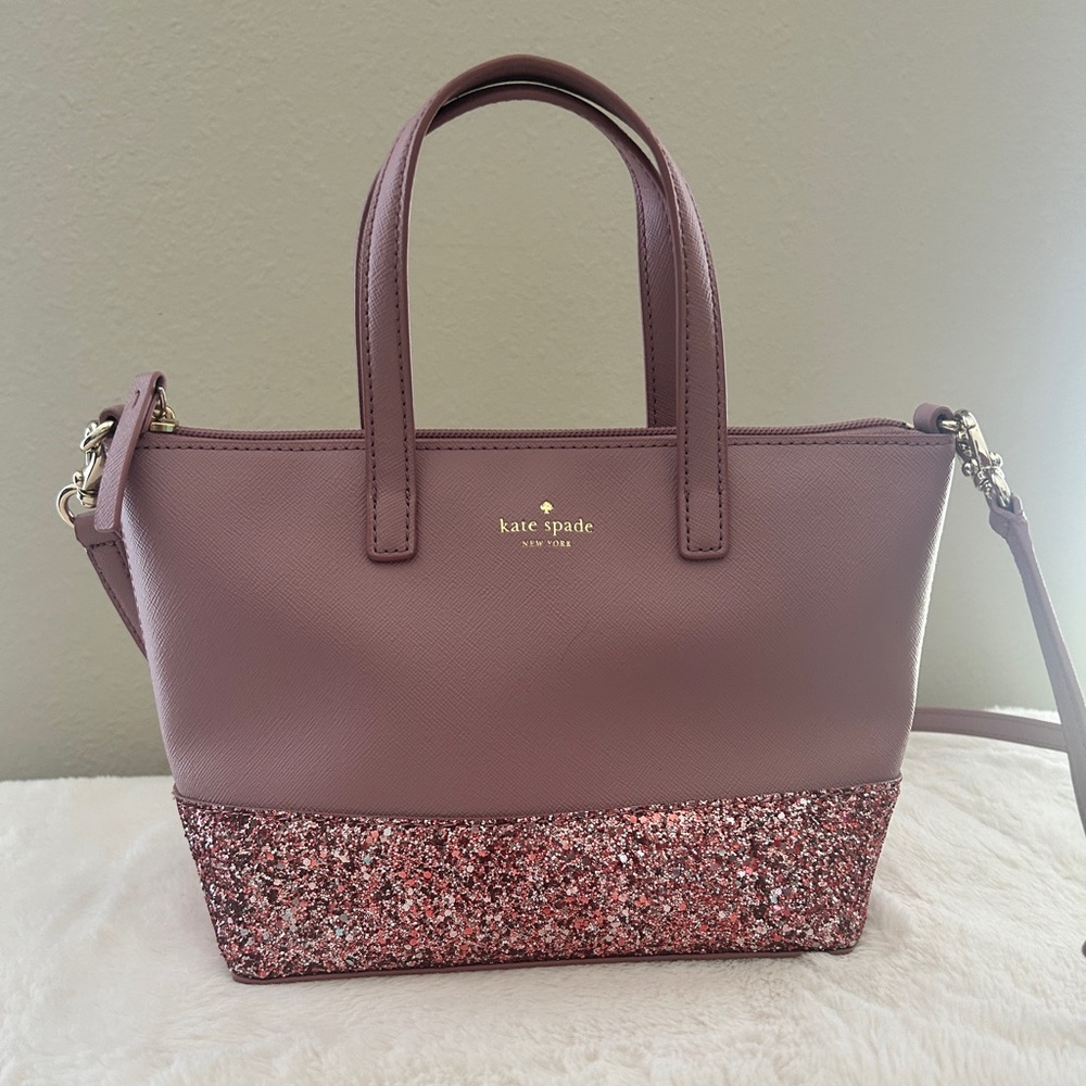 Kate Spade ♠️ Ina Greta Court Glitter Satchel-Dusty Peony Pink